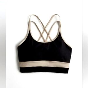 Hollister Gilly Hicks Active Strappy Sports Bra Top, Black/Tan, Adult XS, EUC